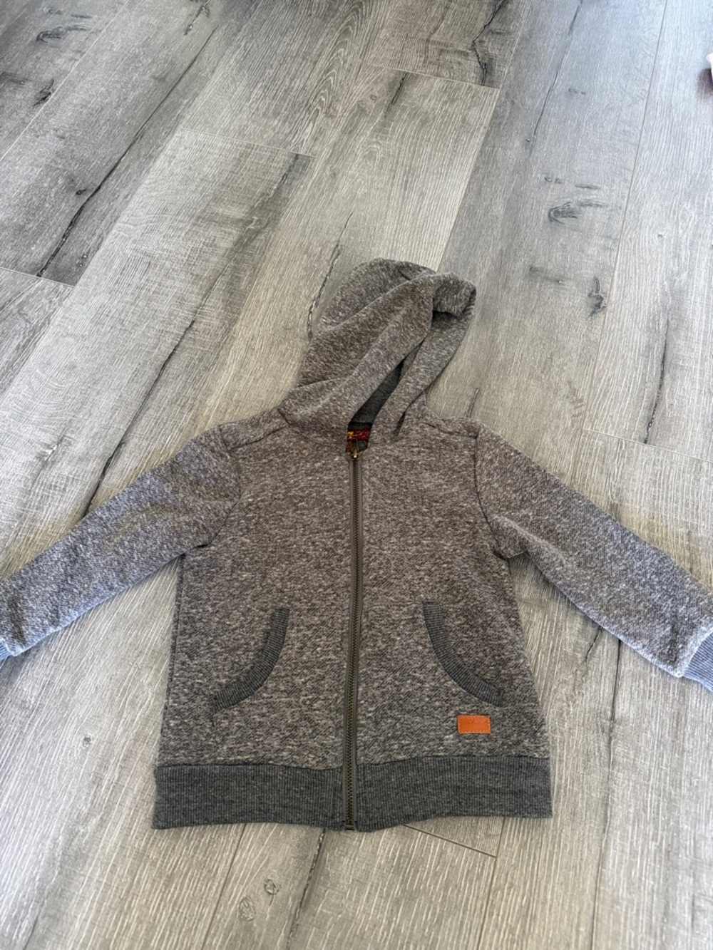 7 For All Mankind Kids Gray Hooded Zip-Up Sweatshirt